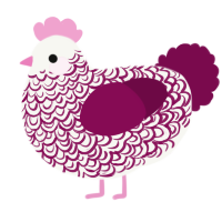 Cab, a white and wine chicken with a double-lace pattern
