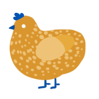 A orange and honey chicken with a speckle pattern