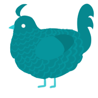 A teal chicken with a lace pattern