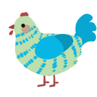 smonk, a gluppy and cerulean chicken with a bar pattern