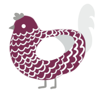 Cobweb, a maroon and silver chicken with a lace pattern