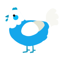 A sky and white chicken with a head pattern