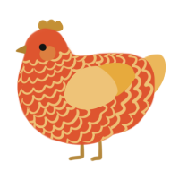 A vermilion and honey chicken with a lace pattern