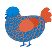 (unnamed), a sapphire and vermilion chicken with a lace pattern