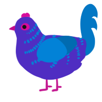semaphore, a indigo and sapphire chicken with a half-bar pattern