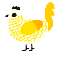 A white and orange chicken with a lace pattern