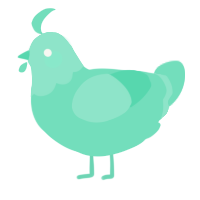 A mint chicken with a head pattern