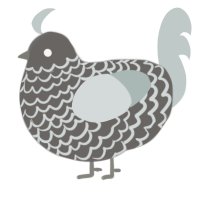 A grey and silver chicken with a lace pattern