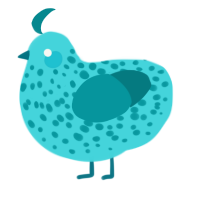 Blue Grape, a aqua and teal chicken with a speckle pattern