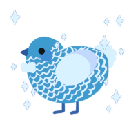 A cerulean and mist chicken with a lace pattern