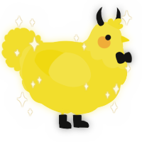 A yellow chicken with a head pattern
