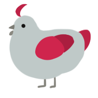 A silver and crimson chicken