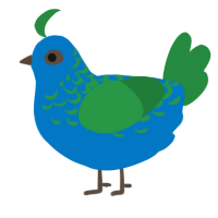 Peacock, a sapphire and viridian chicken with a half-lace pattern