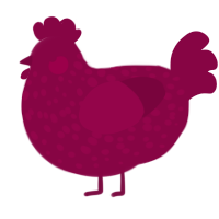 A maroon chicken with a speckle pattern