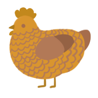 A orange and brown chicken with a lace pattern