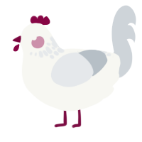 A white and mist chicken with a neck-speckle pattern