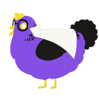 A blurple and sable chicken with a neck-band pattern