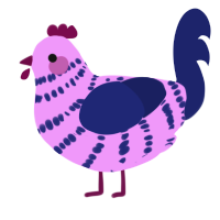 Gl1tterz, a lavender and navy chicken with a bar pattern