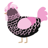 A black and pink chicken with a lace pattern