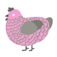 A pink and ash chicken with a lace pattern