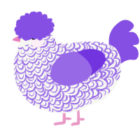 A white and blurple chicken with a double-lace pattern