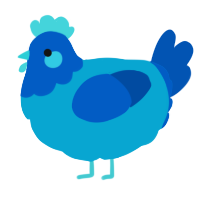 A cerulean and ultramarine chicken with a head pattern