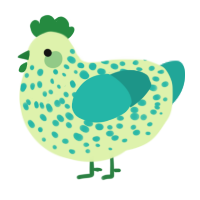 mold, a apple and turquoise chicken with a speckle pattern