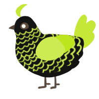 A black and lime chicken with a lace pattern