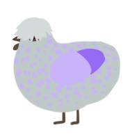A silver and lilac chicken with a speckle pattern