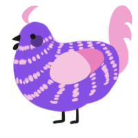 (unnamed), a blurple and pink chicken with a bar pattern