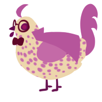 A cream and orchid chicken with a speckle pattern