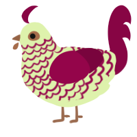 A apple and maroon chicken with a lace pattern