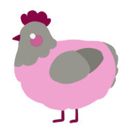 Cotton Candy, a pink and ash chicken with a head pattern
