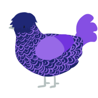 A navy and blurple chicken with a double-lace pattern
