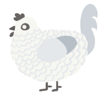 A white and mist chicken with a lace pattern