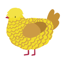 A yellow and gold chicken with a lace pattern