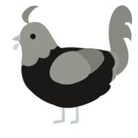 A sable and ash chicken with a head pattern