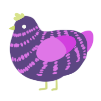 A overcast and orchid chicken with a bar pattern