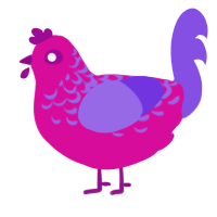 Heartburn, a fuchsia and blurple chicken with a half-lace pattern