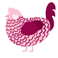 A rose and maroon chicken with a lace pattern
