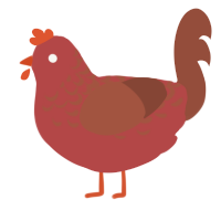 A red and russet chicken with a half-lace pattern