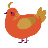 A vermilion and gold chicken with a neck-band pattern