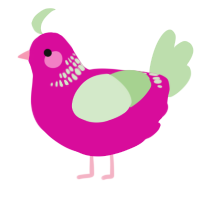 A fuchsia and gluppy chicken with a neck-band pattern