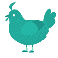 A turquoise chicken with a lace pattern