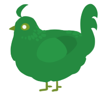 A viridian chicken with a neck-speckle pattern
