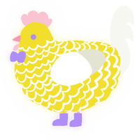 Sunshine, a yellow and white chicken with a lace pattern