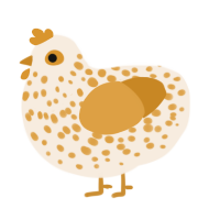 A cream and orange chicken with a speckle pattern