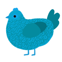 A cerulean and sea chicken with a double-lace pattern