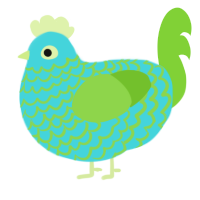 A aqua and grass chicken with a lace pattern