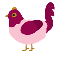 Rosé, a rose and maroon chicken with a head pattern